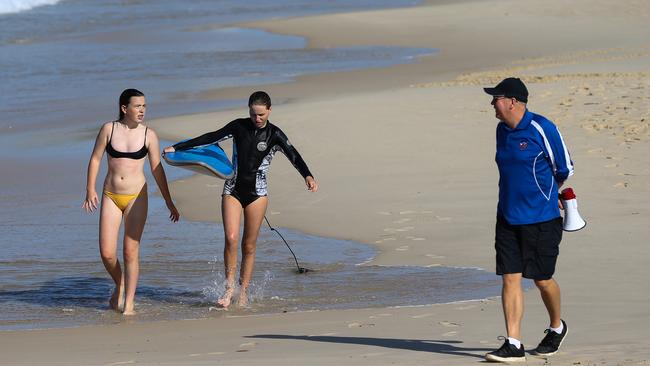 A ranger on Bondi Beac,h which has been closed to the public over COVID-19. Picture: Gaye Gerard