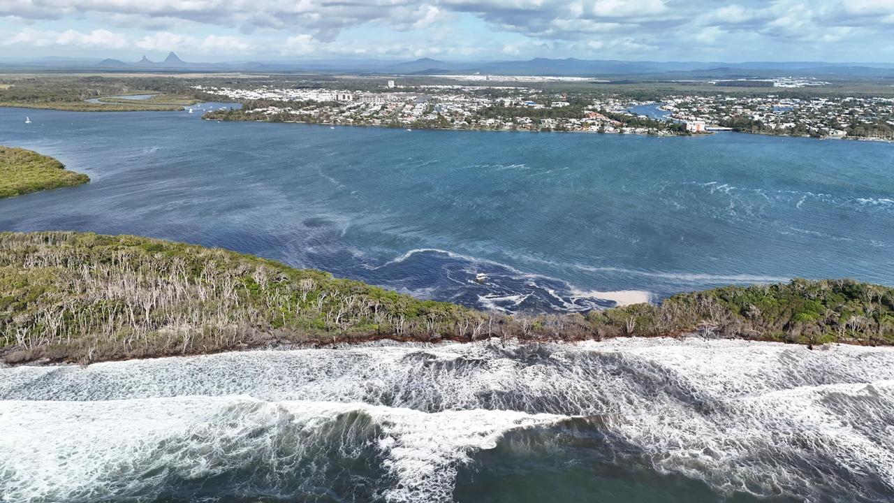 Drone photos of the damage at Bribie Island. Picture: Shane T Reynolds