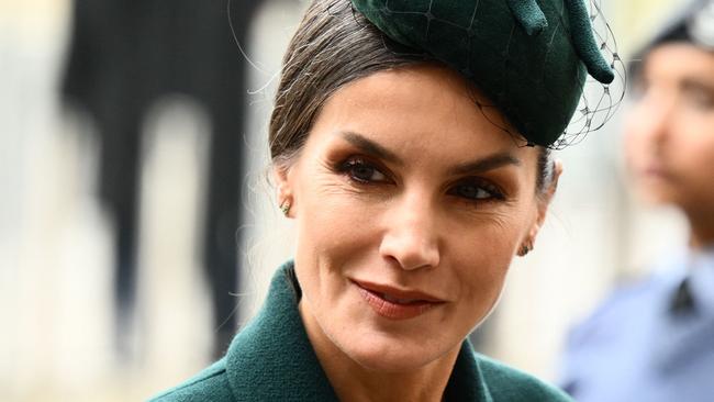 Spain's Queen Letizia arrives to attend the service. Picture: AFP