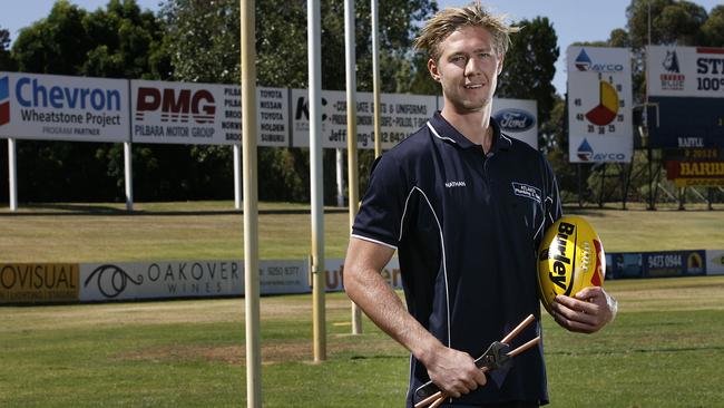 Nathan Broad, pictured in 2015, when he was combining plumbing and football before he was drafted from Swan Districts. Picture: Marie Nirme