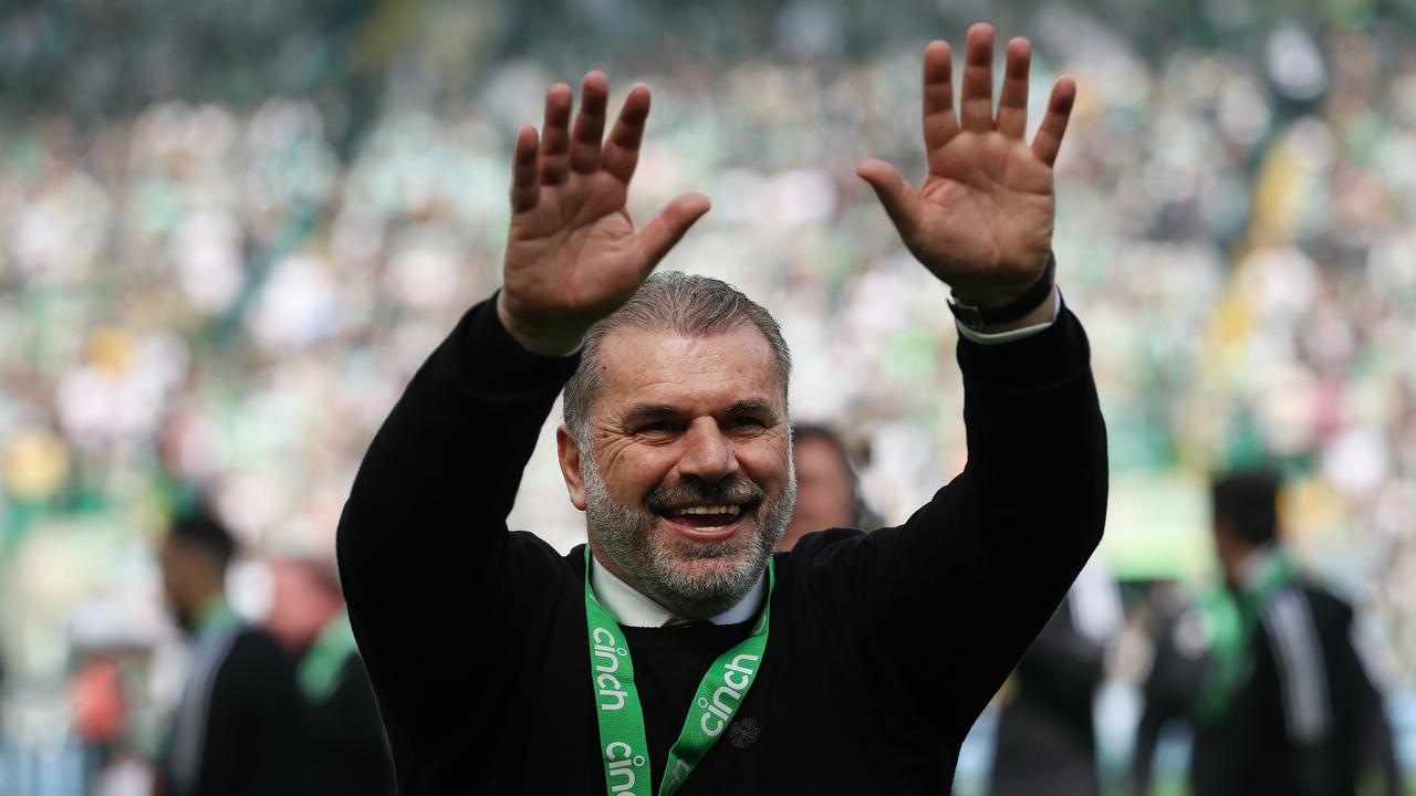 Ange Postecoglou is technically out of contract in less than a month. (Photo by Ian MacNicol/Getty Images)