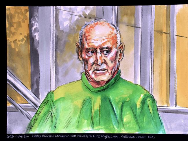 SYDNEY, AUSTRALIA - NewsWire Photos SEPTEMBER 1, 2022: Chris Dawson appeared at the Supreme Court 13a for killing his wife 40 years ago. COURT SKETCH. Picture: NCA NewsWire