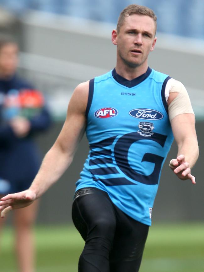 Joel Selwood at Geelong training. Picture: Glenn Ferguson