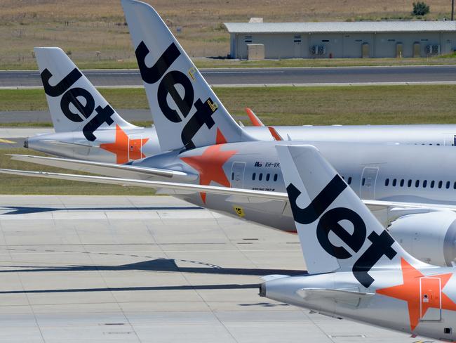 MELBOURNE, AUSTRALIA - NewsWire Photos FEBRUARY 25, 2021: Jetstar planes on the tarmac at Melbourne Airport (Tullamarine). Picture: NCA NewsWire / Andrew Henshaw