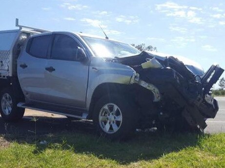 EARLY MORNING CRASH: Paramedics rushed to a two vehicle crash along the Warrego Hwy this morning. Picture: Lachlan Berlin