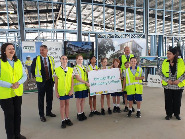 Premier Annastacia Palaszczuk and Education MInister Grace Grace with future Baringa State Secondary College this morning.