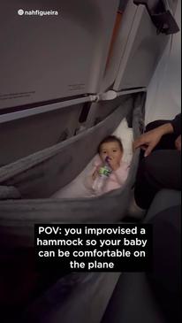 Influencer faces backlash for using makeshift baby hammock on plane