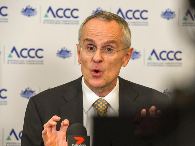 ACCC Chair Rod Sims talks about the preliminary report of the Digital Platforms Inquiry into Google, Facebook and Australian media. Picture: AAP