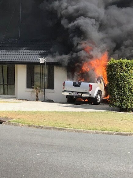 House and car fire at Ashmore. Picture: Phil Pope