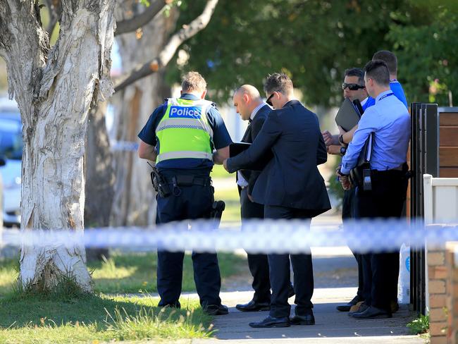 Police at the scene after the boy was found in the car. Picture: Mark Stewart