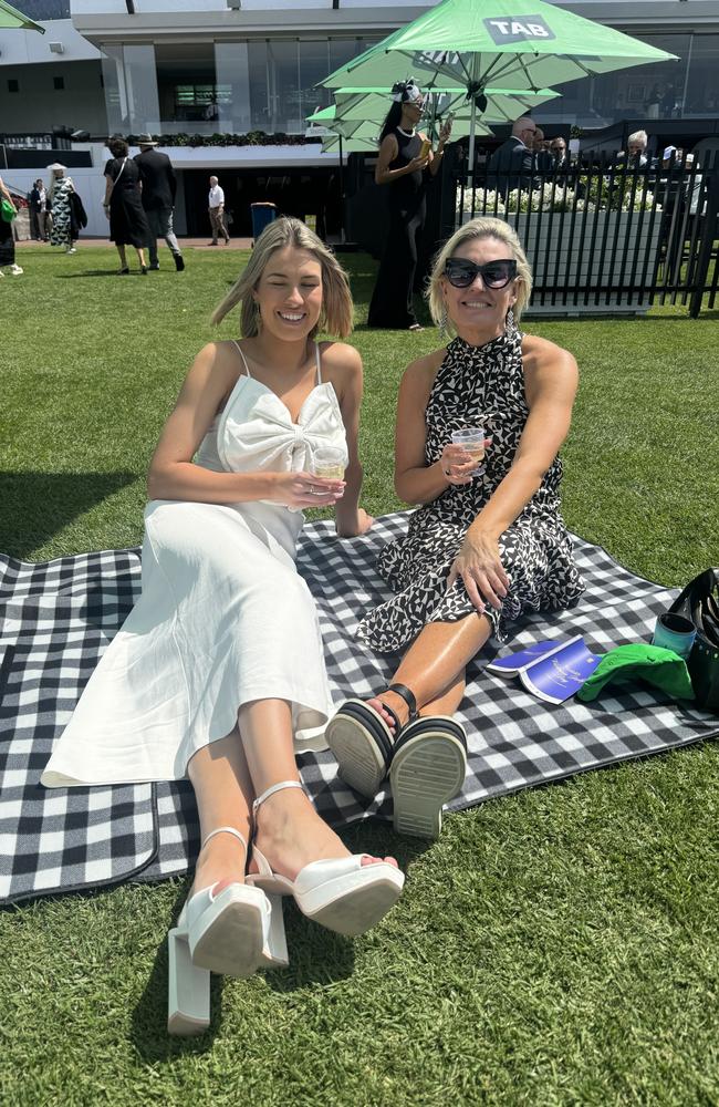 Maddison and Symonne Marshall at Flemington for Derby Day on November 2, 2024. Picture: Phillippa Butt