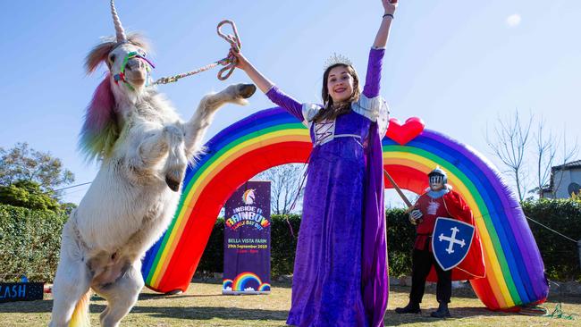 12-year-old unicorn Flash with unicorn princess Rachel Abbott. Picture: Jordan Shields