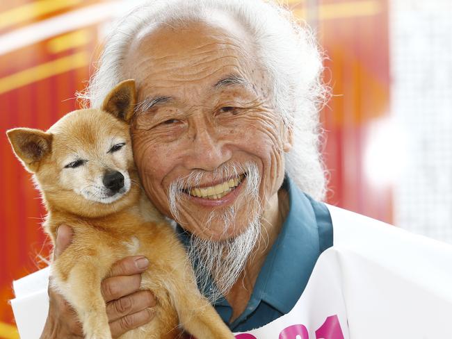 Danny Lim with his dog Smarty when he was ran for the upper house in the 2019 state election. Picture: John Appleyard