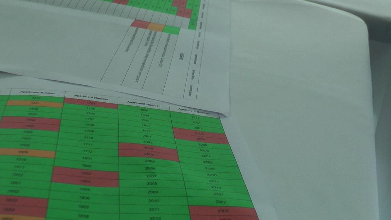 The green boxes are units residents have been able to return to.