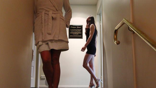 Katie and Sammy (not their real names) pose at the Pentagon Grand. Picture: News Corp Australia.