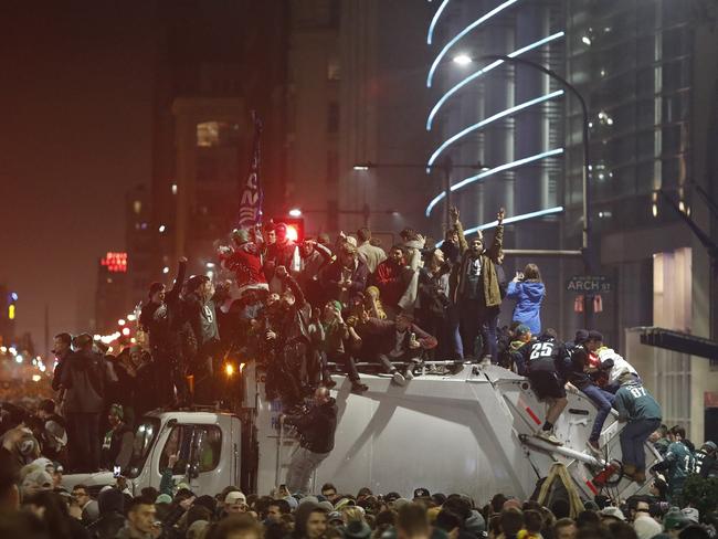 Fans celebrate in Center City.