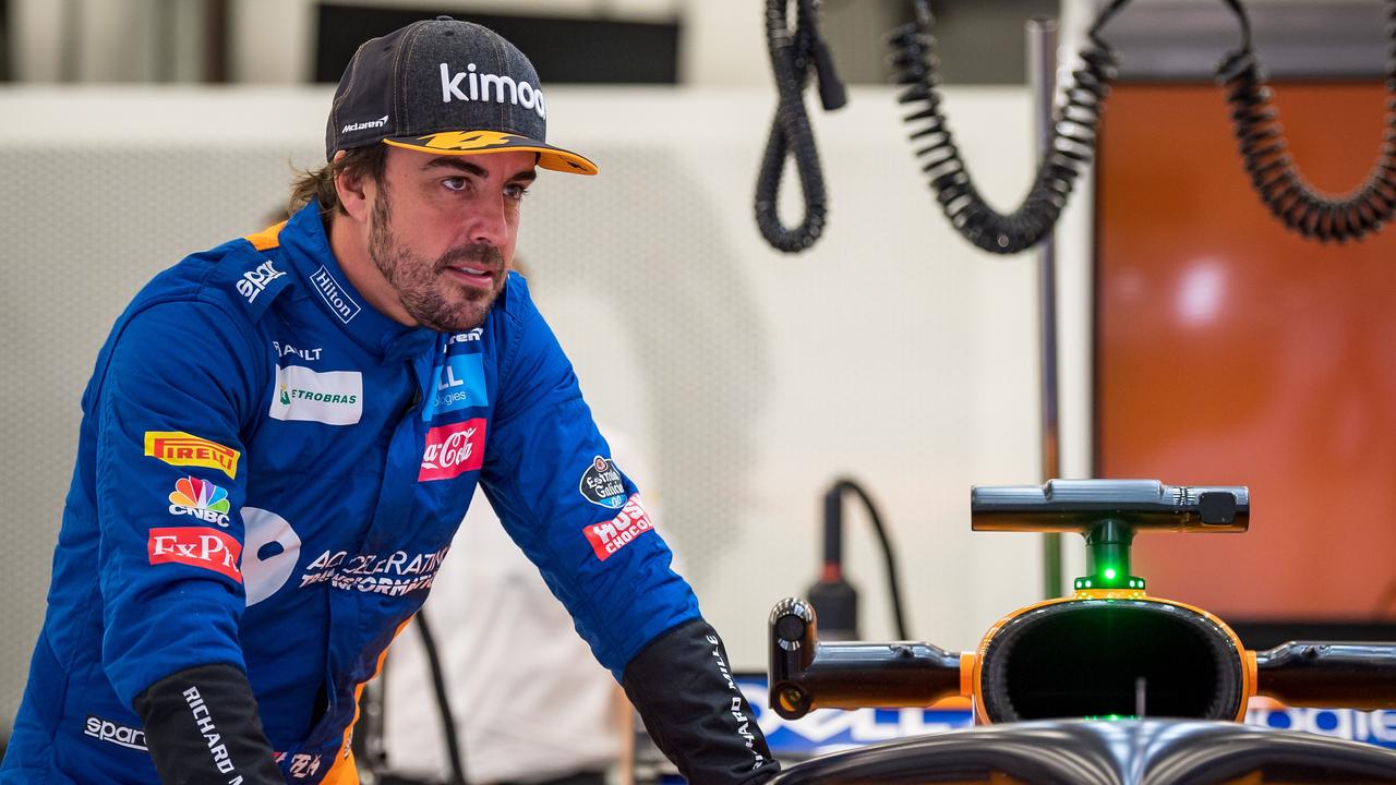 Fernando Alonso in McLaren's garage during testing in Bahrain in April.