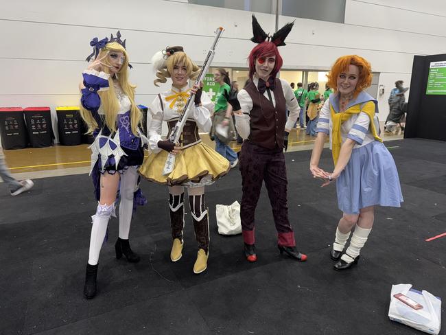 Piper Harrington, @bigmuscles.cosplay, Jenni Wrenn and Beth attend the Oz Comic Con Melbourne at the Melbourne Convention & Exhibition Centre on Saturday, June 07, 2025. Picture: Jack Colantuono