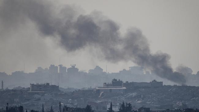 Smoke rises over the Gaza Strip after an Israeli strike, as seen from a position on the Israeli side of the border on January 17, 2025 in Southern Israel, Israel. Picture: Chris McGrath/Getty Images