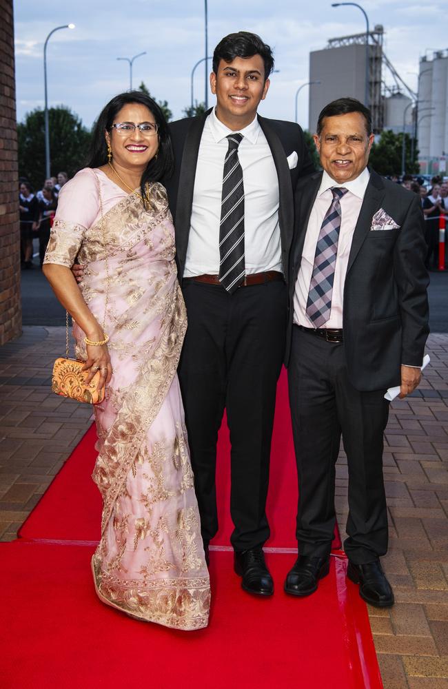 Graduate Ayan Rahman with mum Rasheda Khanaam and dad Masij Rahman at Toowoomba Grammar School formal at Rumours International, Wednesday, November 15, 2023. Picture: Kevin Farmer