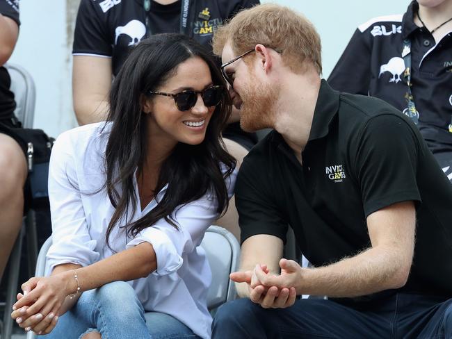 Prince Harry and Meghan Markle attend a wheelchair tennis match during the Invictus Games. Picture: Chris Jackson/Getty Images for the Invictus Games Foundation