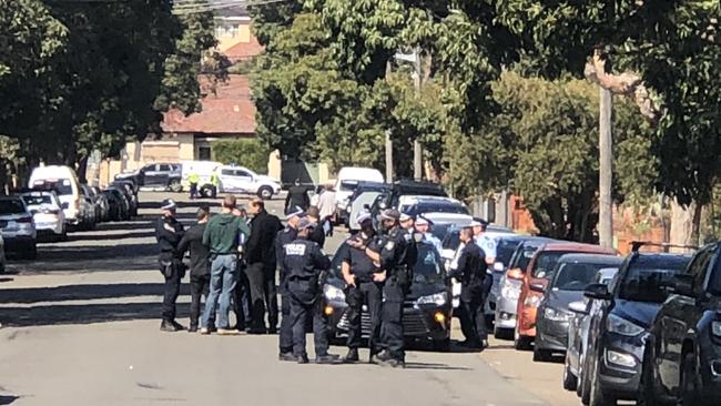 Police in Hampden St in Beverly Hills where the was shot. Picture: Eliza Barr