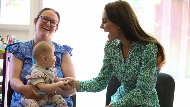 A ten-week-old baby let out a surprise burb, prompting laughs from Princess Kate. Picture: Getty Images