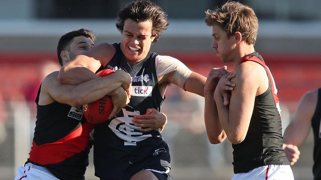 Jack Silvagni flexes some midfield muscle for the Northern Blues last weekend. Pic: Getty Images