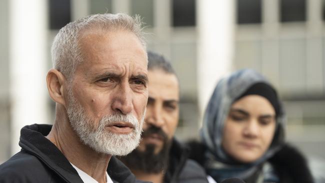 Mahmoud Yousef, grandfather of Wadee Al Fayoumi, speaks to media after the sentencing. Picture: Pat Nabong /Chicago Sun-Times/AP