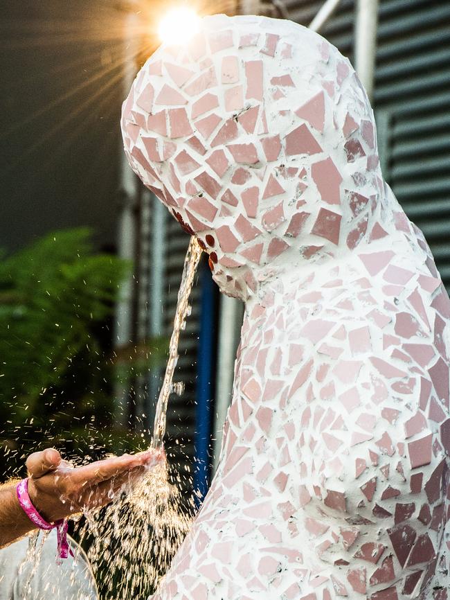 Coming down the fountain. Sugar Mountain Festival at Victorian College of the Arts, Melbourne. Photo Stuart Walmsley