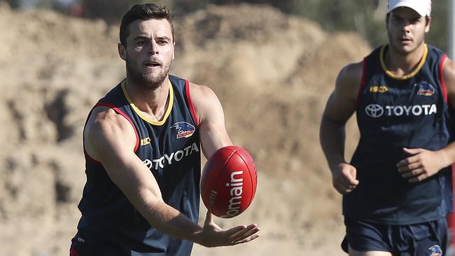 Brad Crouch steps up his pre-season training load. Picture: Sarah Reed