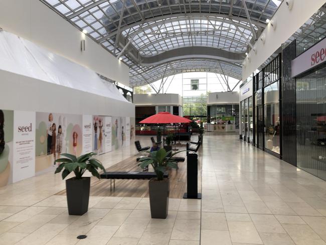 Empty mall at Burnside Village Shopping Centre on Wednesday, April 1, 2020. Picture: Roy Vandervegt/AAP.