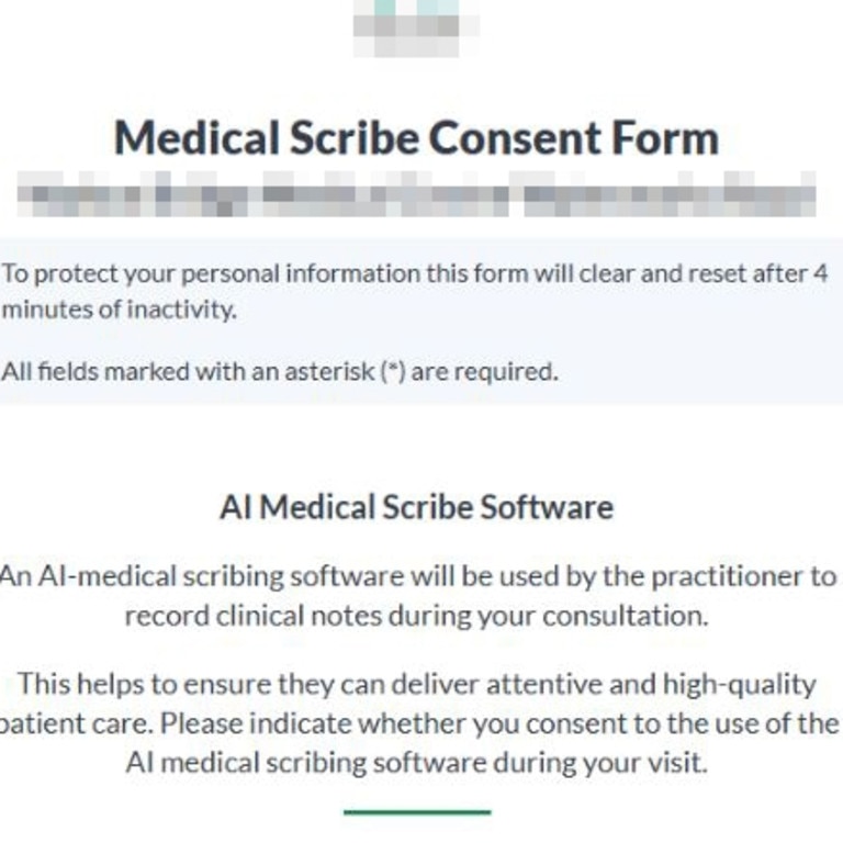 Doctors consent form for AI.