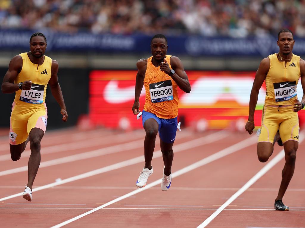 Noah Lyles (left) came third in the London Diamond League event earlier this month. Picture: Getty Images