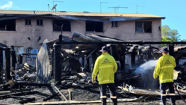 Fire crews at the Edington Street scene on Friday morning (August 11). Photo Darryn Nufer.