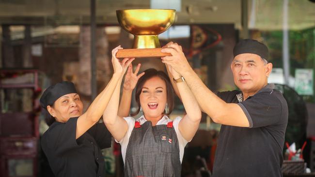 The winning team from Chow have again taken out the grand prize in the Darwin International Laksa Festival. Picture: Glenn Campbell