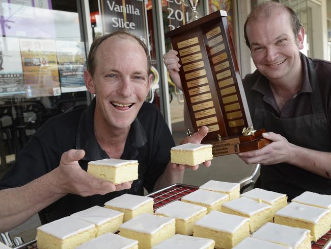 Four-time winner of the Australian Great Vanilla Slice Trial, Brad Sharp &amp; Nick Noonan from Birchip.