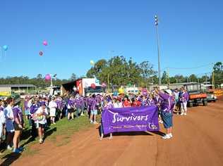 Cancer survivors released balloons in memory of lost loved ones at the start of the Relay for Life in Gatton. Picture: Kerry O'Neill