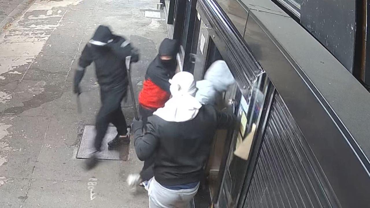 CCTV image of a gang breaking into a tobacconists on the Gold Coast. Picture: Queensland Police Service