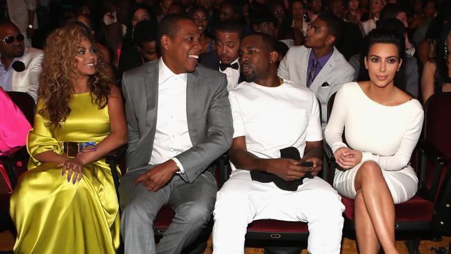 Power couple ... Beyonce, rappers Jay Z and Kanye West and Kim Kardashian at the 2012 BET Awards in LA. Picture: Getty