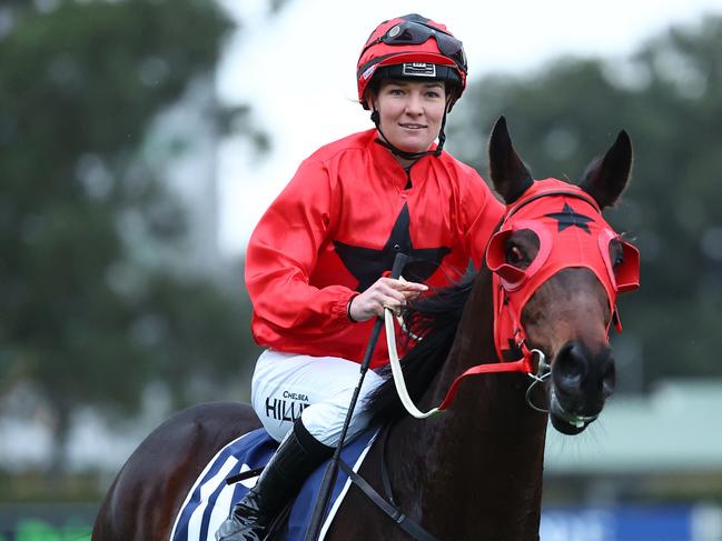 SYDNEY, AUSTRALIA - JUNE 15: Chelsea Hillier riding Elson Boy wins Race 10 Rosehill Bowling Club during Winter Cup Day - Sydney Racing at Rosehill Gardens on June 15, 2024 in Sydney, Australia. (Photo by Jeremy Ng/Getty Images)