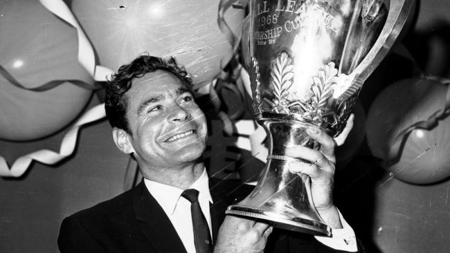 Carlton coach Ron Barassi with the 1968 premiership cup.