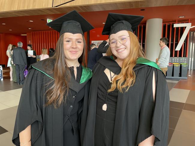 Stephanie Pantazopoulos and Kaitlin Ferris graduated from Australian Catholic University with a Bachelor of Education (Primary). Photo: Himangi Singh.