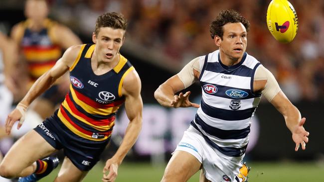 Geelong free-agent Steven Motlop will meet with Port Adelaide and Adelaide officials at the weekend as he decides his AFL future. Picture: Michael Willson (Getty Images)