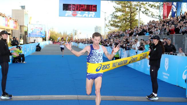 Gold Coast Marathon 2023 Winner of Half Marathon Brett Robinson. 1 July 2023 Southport Picture by Richard Gosling