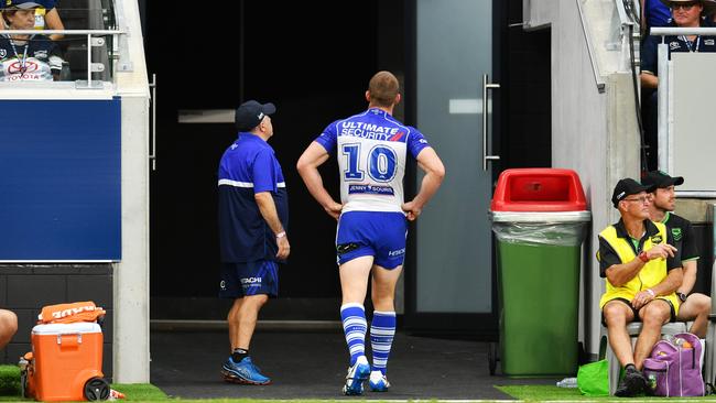 Jack Hetherington leaves the field after being sent off. Picture: Alix Sweeney