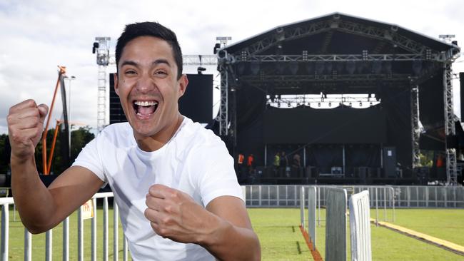 Red Hot Summer Tour fan Simon Moore in front of the stage at Barlow Park PICTURE: ANNA ROGERS