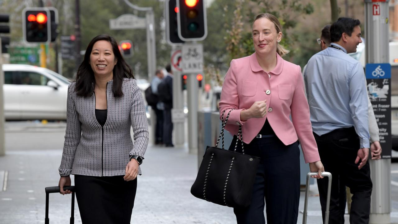 Brittany Higgins defence lawyers Rachael Young and Kate Pedersen outside the David Malcolm Justice Centre in Perth. Picture: NewsWire / Sharon Smith