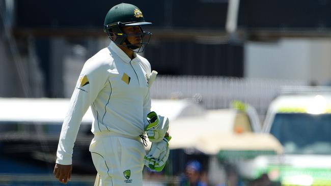 Usman Khawaja was bowled for just 4. Picture: Daniel Wilkins