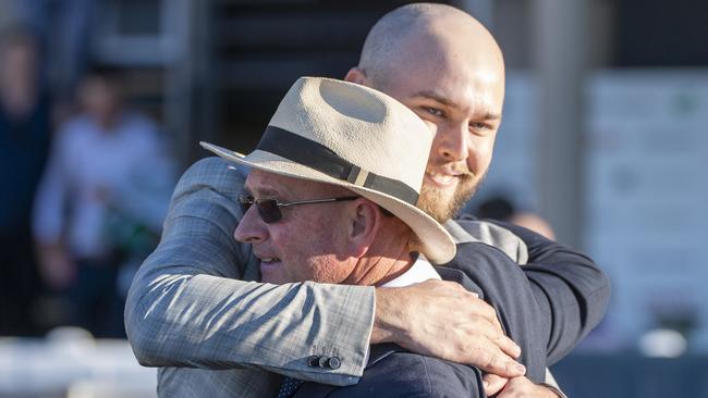 Father-son training team of Toby and Trent Edmonds snared their first Group 1 win with Tyzone in the Stradbroke. Picture: AAP